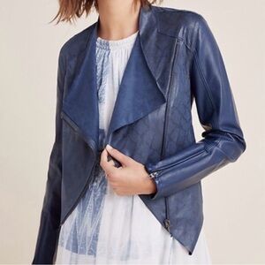 Blank NYC Blue Women's Faux Leather Moto Jacket
